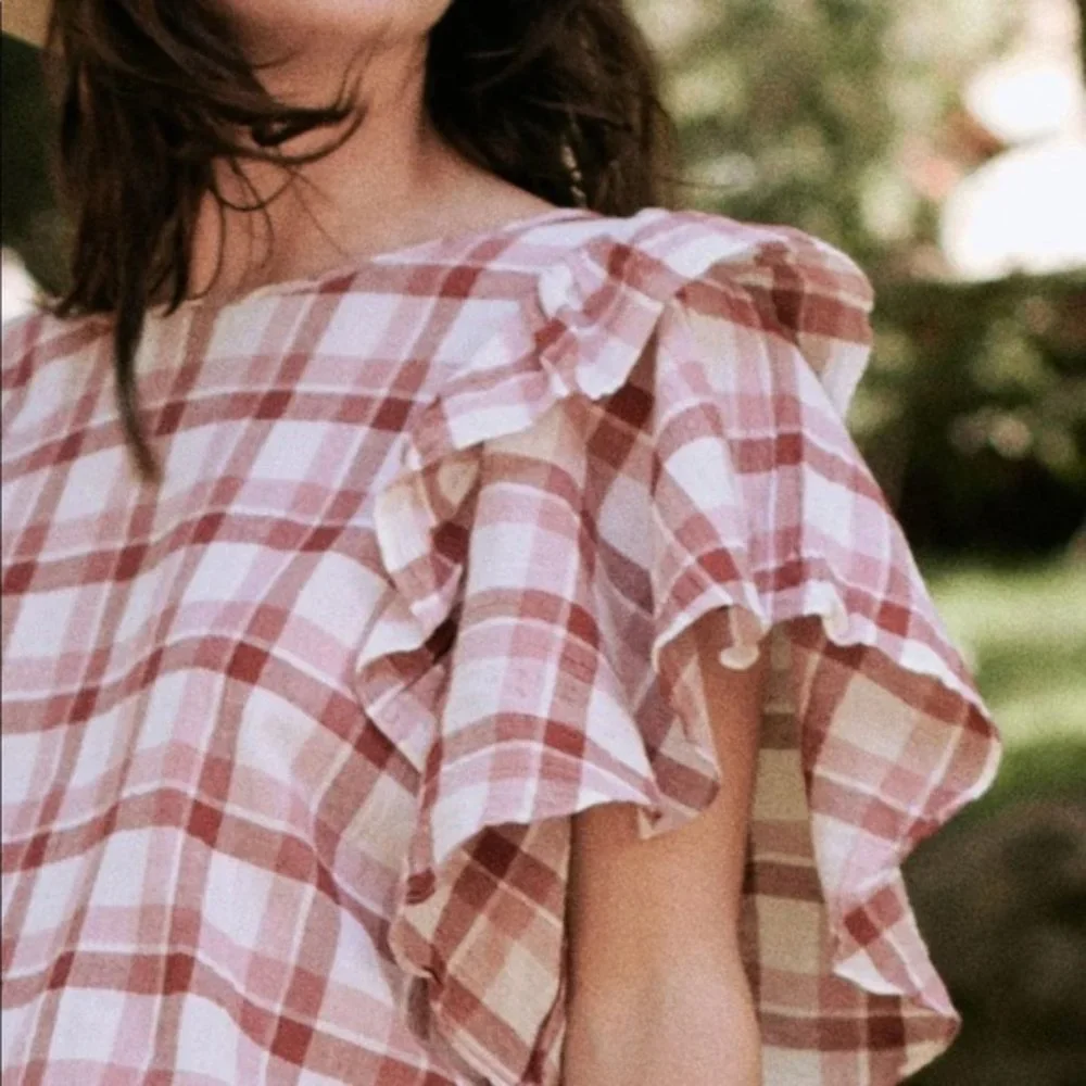 THE GREAT. Whisper Brick Plaid Shirt Size 3 - Picture 5 of 5